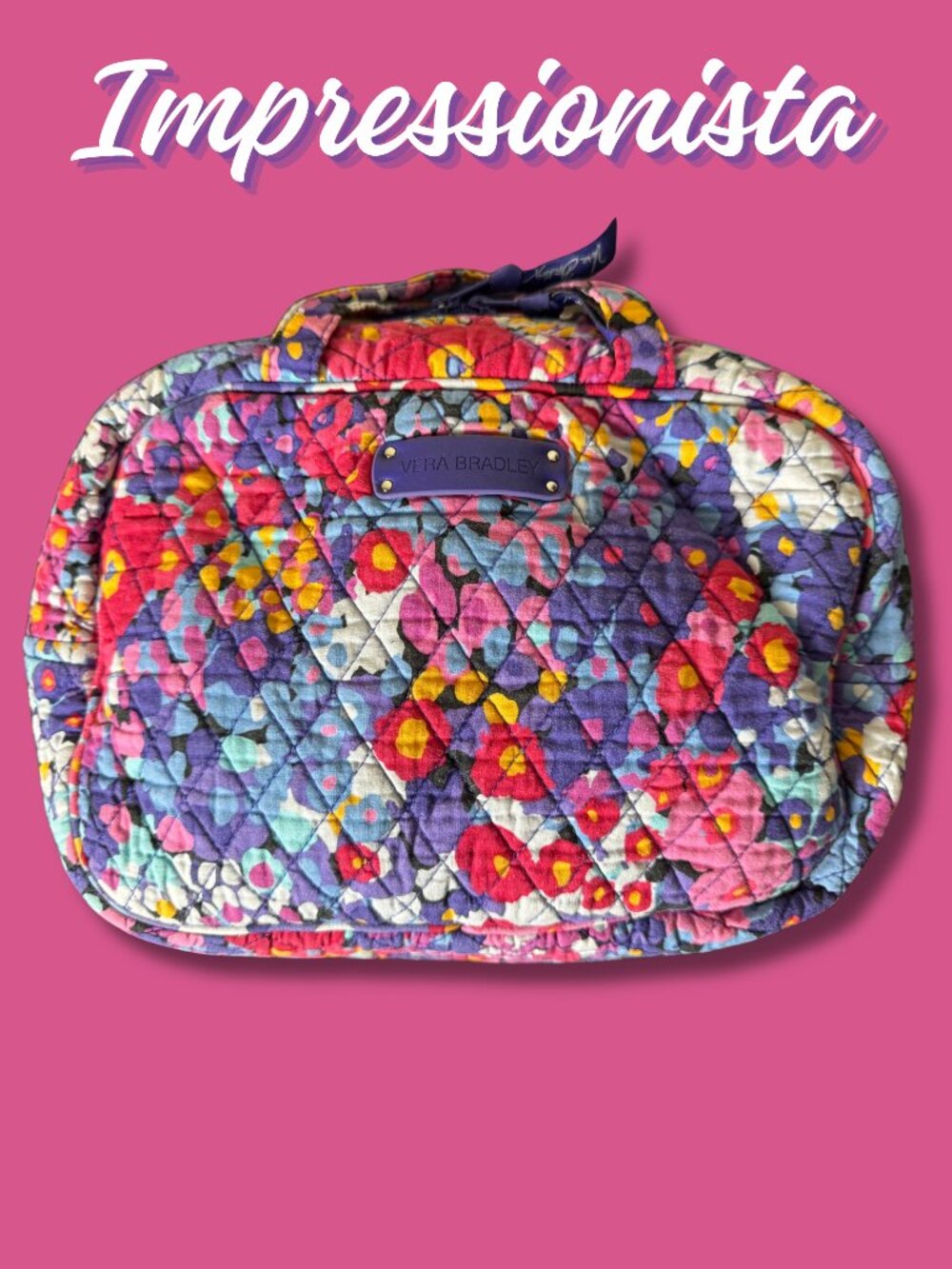 Vera Bradley Impressionista Quilted Organizer Travel Case Cosmetic Bag Retired